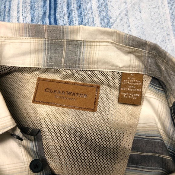 Mens Clear Water Outfitters Long Sleeve Medium Plaid Casual Dress Shirt - Picture 3 of 5